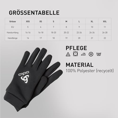 Odlo Sporthandschuhe Herren Damen Stretchfleece Liner I Unterziehhandschuhe I Ski Handschuhe