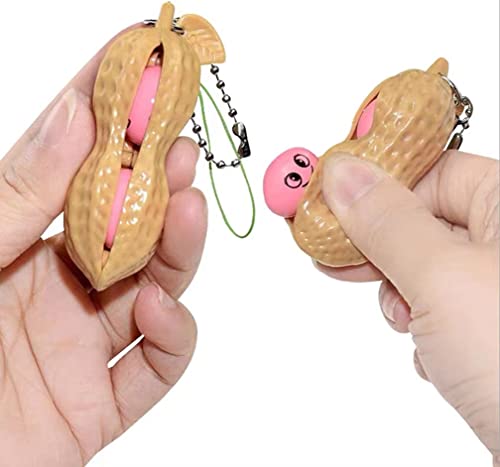 Guoguonb 6 PCS Anti-Stress Entlastende Squeeze Toys Bean Bohne Anhänger Schlüsselanhänger Toys Squeeze Lustige Gadgets Reduziert Angst und Stress für Geschenke