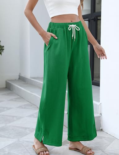 Image of Athlisan Womens Baggy Wide Leg Palazzo Pants Casual Loose Drawstring Elastic Waisted Lounge Trousers with Pockets