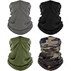ROXUN 4 Pack Neck Gaiter, Cooling Breathable Face Mask UV Protection Scarf Hiking Bandana for Men/Women Black+Gray+Army Green+Camo