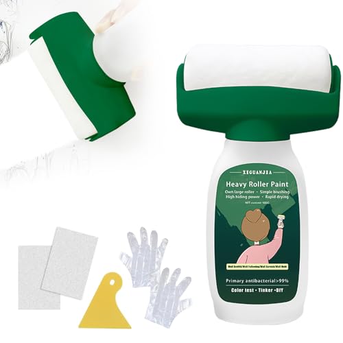 Hojalis Peinture murale 2 en 1 blanche 500 g, peinture murale 2 en 1, rouleau de peinture murale, convient pour la réparation des murs avec peinture au latex, à base d'eau