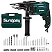 Schlagbohrmaschine 710W 80tlg - Bohrmaschine Sundpey 13mm Metallfutter Max 2800RPM Bohren Schlagbohren Mode Drehzahlvorwahl Rechts Linkslauf inkl Koffer Zusatzhandgriff Tiefenanschlag Bohrer Set