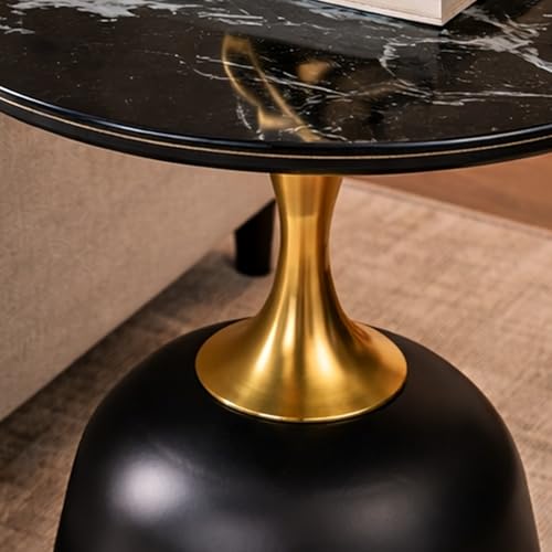 Image of The Attic Rita Luxe End Table Round Shape Elegant Look, Tea Table for Living Room, Black