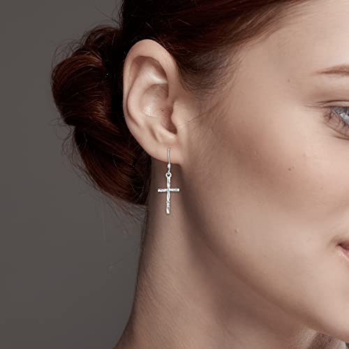 Lecalla 925 Sterling Silver Light-Weight Cross Dangle Drop Earrings For Women #TOP3