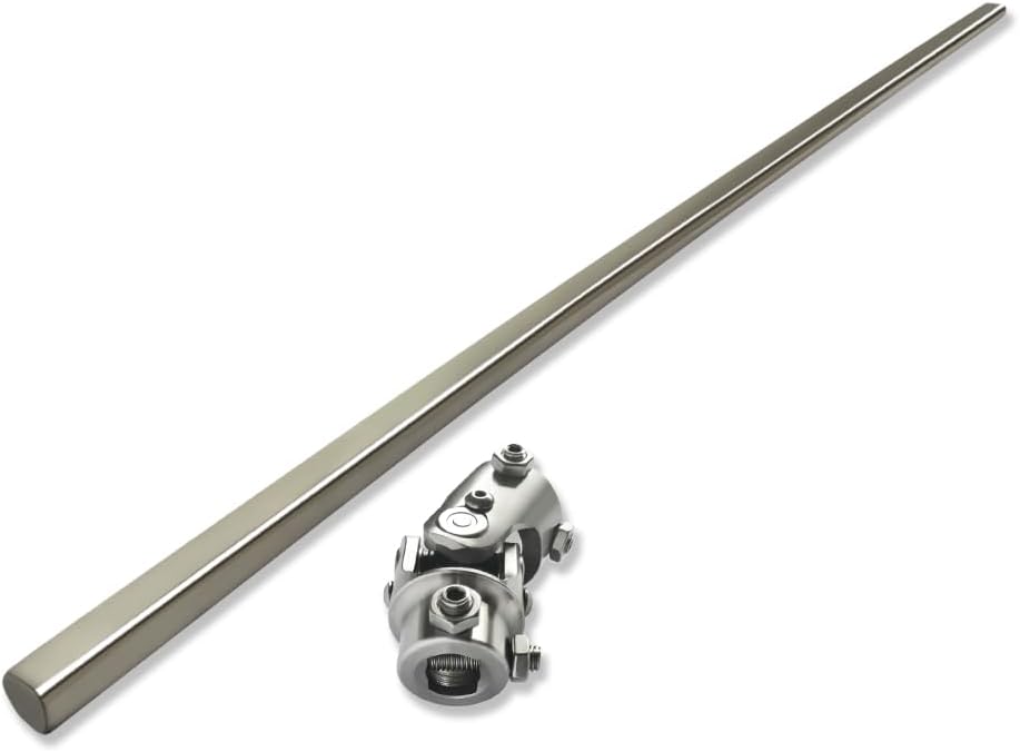 Chrome 36" Steering Shaft & 3/4" DD x 1" DD Universal Steering U Joint 83mm Length Chrome Steel