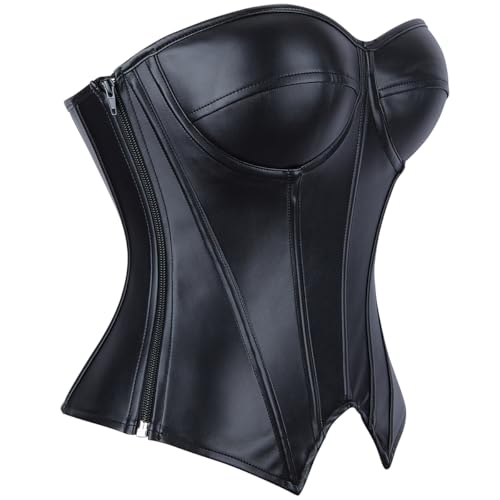 SHYMMUO Women Black Corset Top Elegant Strapless Bustier Tops Lace Up Sexy Office Lady Cosplay Costume Secretary Outfit2