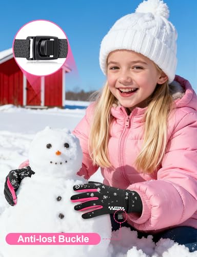 Becellen Fahrradhandschuhe Kinder, Touchscreen Handschuhe Kinder Reithandschuhe Warme Winterhandschuhe mit Anti-Rutsch Thermo Laufhandschuhe für 7-12 Jungen und Mädchen