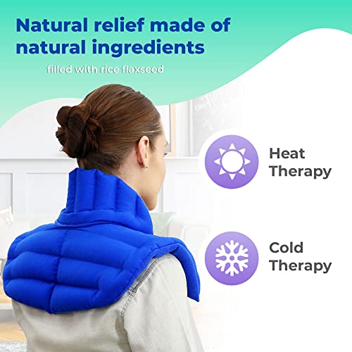 My Heating Pad Microwavable Neck and Shoulder Wrap - Upper Torso Plus - Portable, Large Heating Pad - Neck Wrap - 1 Pack Blue