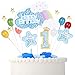 Popuppe Cake Topper Happy Birthday Dekoracja na tort Urodzinowy Wesołych Świąt Dekoracje Niebieska Urodziny z Mini Kolorowe Balony i Gwiazdy dla Chłopca Dziewczyna 1 rok