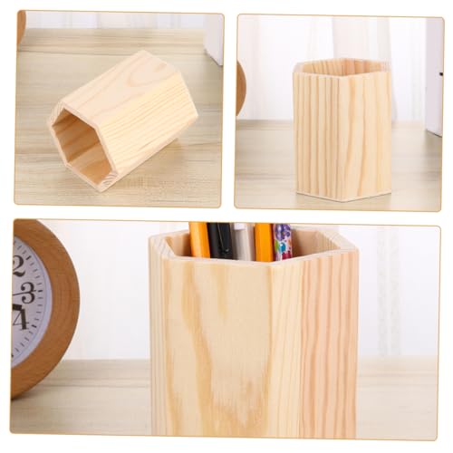 Support hexagonal pour crayons rangement bois pour école bureau et maquillage - 4