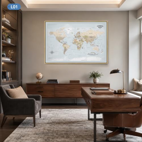Image of IPIC Personalized Blue Ocean Framed World Map Pin Board, Size 42x28 in