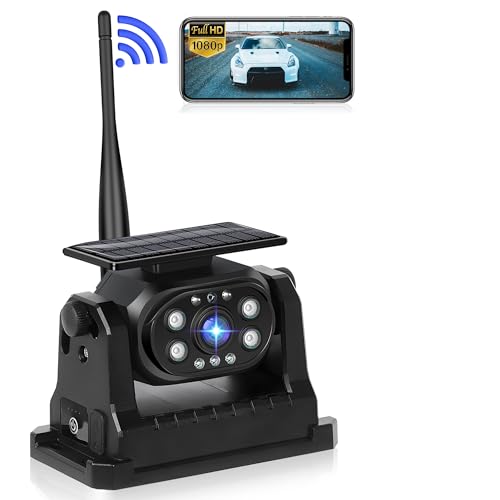 Image of Wireless Backup Camera Solar WiFi - Magnetic Ease of Use Hitch Trailer Truck HD 1080P Clear Night Vision No Lag Rechargeable Rear View Camera Car RV Camper Steady Connection to Phone