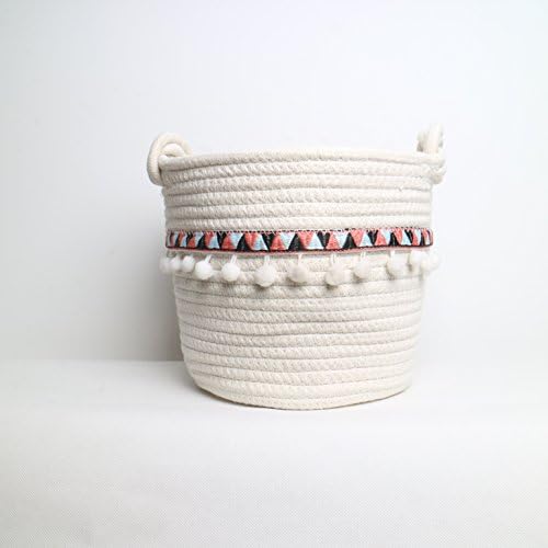 LINLIN SUN Cotton Rope Tassels Storage Baskets as Bins Box Organizer Containers for Living-Room,Bedroom,Laundry,Toys,Decor 10" 8"