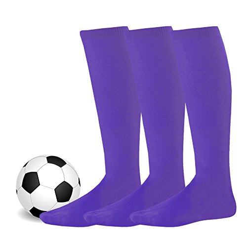Cushioned Sports Socks For Men Large Softball Baseball Soccer Over The Calf Tube Socks 3-Pairs (Large (10-13), Purple) #TOP1