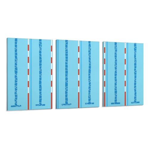 3 Panel Framed Canvas Wall Art - Modern Swimming Pool