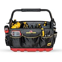 MagnoGrip RED Base 18" Pro Tool Tote Heavy-duty 1680D Ballistic Polyester, 20 pockets, 8 loops, rotating steel handle, waterproof hard bottom, MOLLE webbing. Portable toolbox for pros & DIYers.