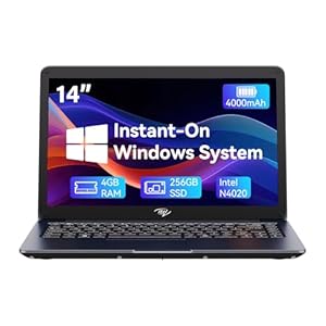 Itel Celeron N4020 – Computadora portátil de 14 pulgadas (doble núcleo), gráficos UHD 600, 4 GB de RAM 256 GB SSD, pantalla HD de 14 pulgadas, ultra delgada, batería de larga duración de 4000 mAh