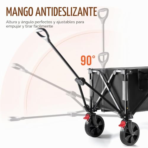 Miniatura 4 de Overmont Carro Plegable Gran-Capacidad 150l - Carrito De Transporte Con Ruedas Todoterreno - Carro Portátil Con Mango Ajustable Para Compra Playa Jardín Camping - Carga Máxima De 150kg