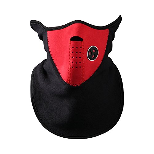Short Type Thin Wool Half Face Mask, Cold Weather Neck Warmer/Outdoor Sports Mask for Motorcycles, Bicycle, Skiing, Running, Mountain Climbing - Unisex Dustproof & Windproof Half Face Mask, Red
