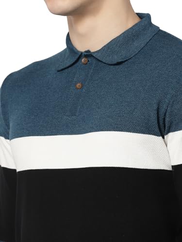 Image of Kalt Mens Basic Solid Full Sleeves Polo Cotton Blend Knitted Regular Fit Polo-Neck T-Shirts with Collar Stylish