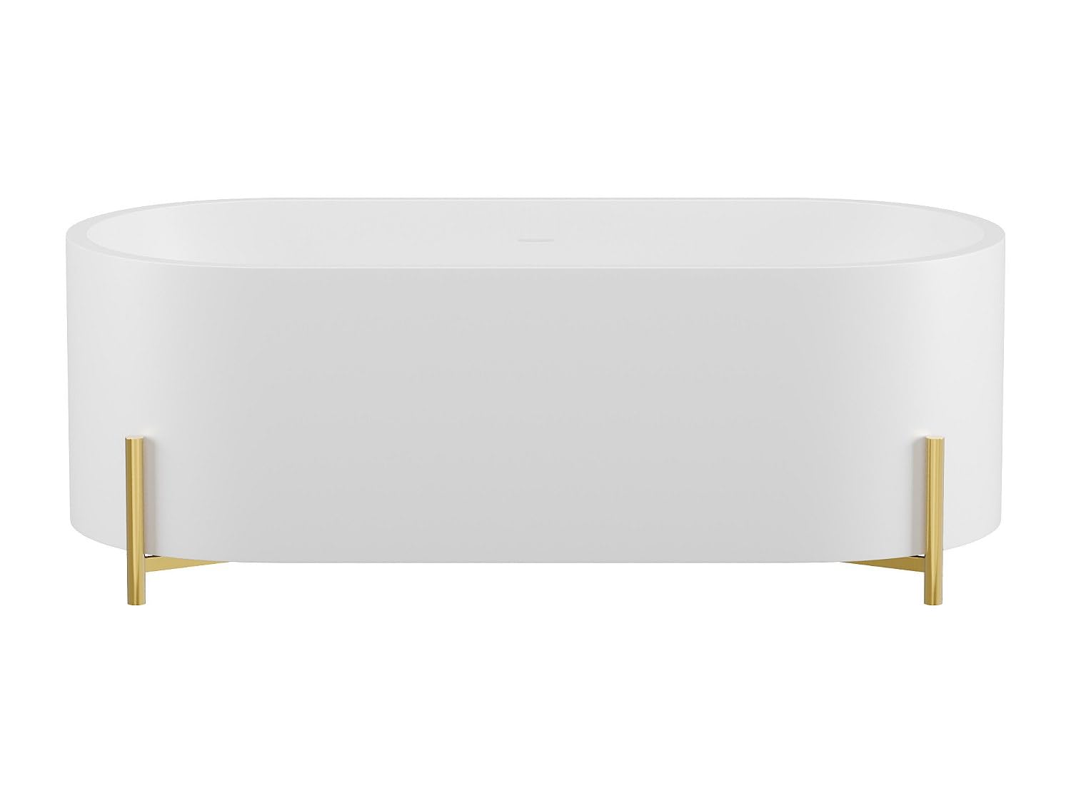 Vente-unique-Freistehende Badewanne oval - mit goldfarbenen Füßen - Weiß - 160 x 73,5 x 59 cm - ALONSA