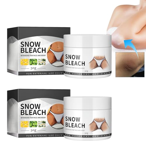 2Pcs Haut Bleaching Cream, Hautaufhellende Creme, Snow Bleach Cream, Bleichcreme Für Den Intimbereich, Creme Zur Aufhellung Dunkler Haut Für Hals Ellenbogen Innere Oberschenkel