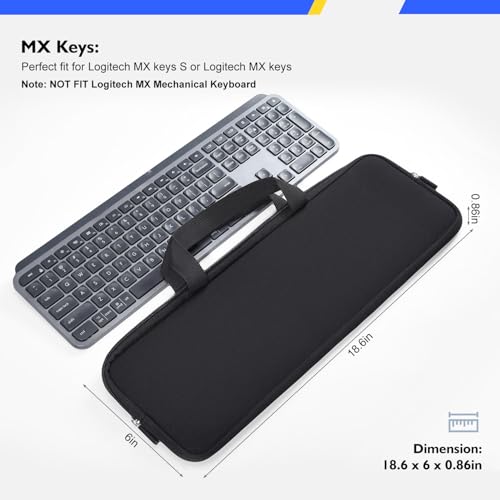 Logitech MX Keys S/MX Keys Advanced Wireless Keyboard Neoprene Sleeve, Black