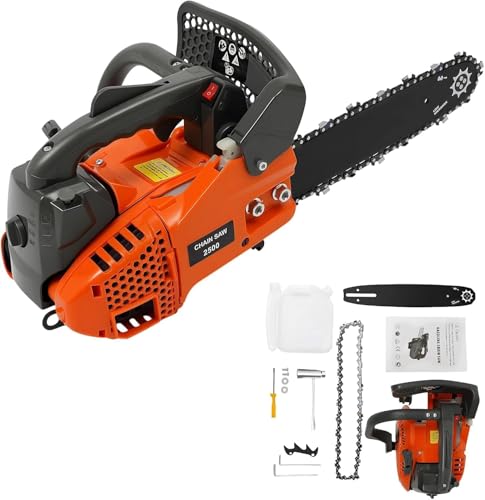 UESUENYENS Motosierra de gasolina de 2 tiempos, 1,22 CV, 25,4 cc, 9000 rpm, diámetro de corte de 30 cm, mango superior para jardín/bosque