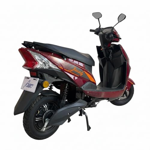 Image of AMO Electric Scooter Jaunty L Double Light Lead Acid Low Speed -25kmph Range - 65 Km Non RTO in Red with Portable Charger Ex-Showroom