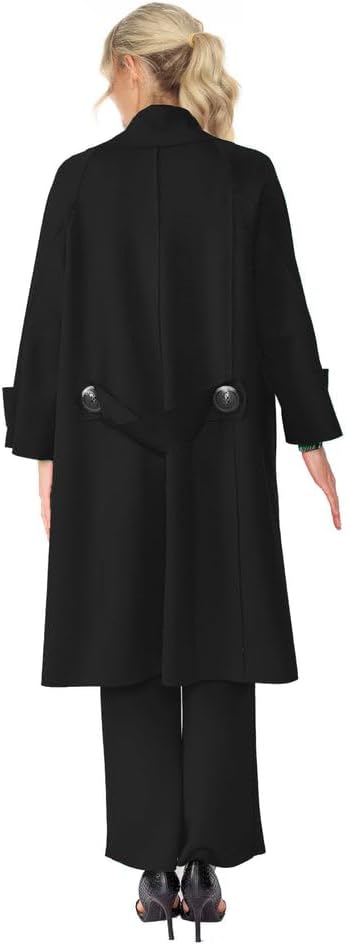 IC Collection Long Techno-Knit Open Front Jacket