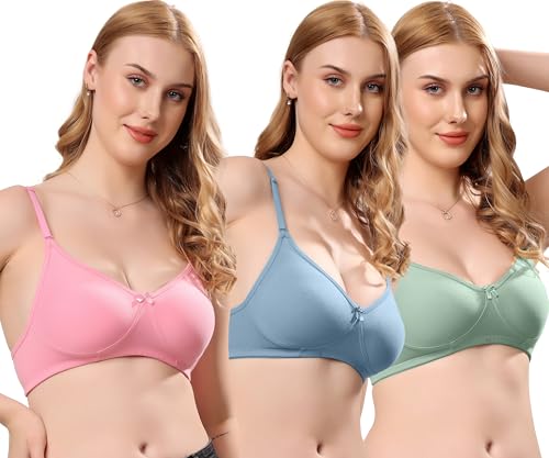 Image of London Hills Regular Bra for Women Everyday Non Padded Wire Free Mid Coverage Cotton Blend