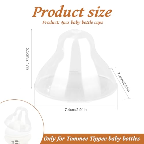 lasuroa 4 Stück Babyflaschenverschlüsse Ersatz für Tommee Tippee, Auslaufsichere Dichtung & BPA-freie Ersatzkappen Entwickelt für 5oz und 9oz Flaschen