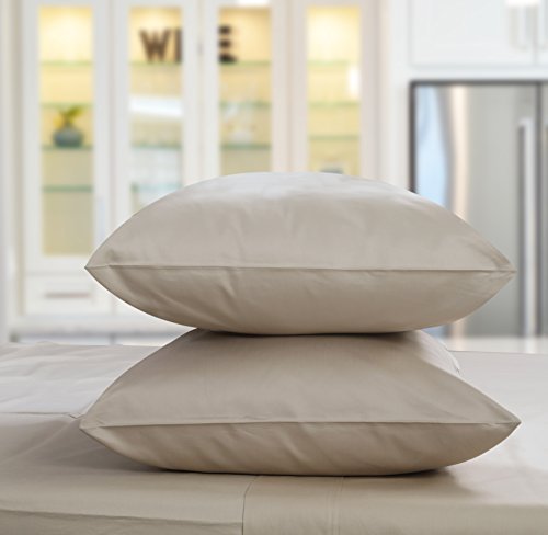 400 Thread Count 100% ELS Cotton Sheets, Set of 2 Standard Pillowcases, Luxury Bedding, Smooth Sateen, Light Beige by Threadmill Home Linen โ image 1