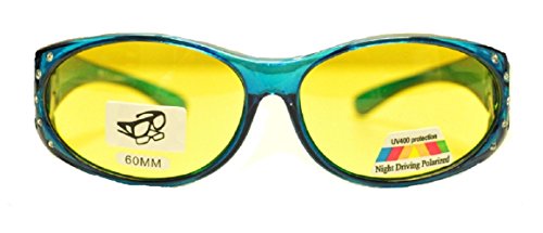 Women Small Colorful Rhinestone Night Driving Polarized Fit Over Glasses
