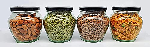 Image of Glass Storage Jar with Airtight Lid | Transparent Glass Container for Kitchen Use | Leak-Proof, BPA-Free Jar for Spices, Pickles, Dry Fruits & More (Pack of 6 Jar)