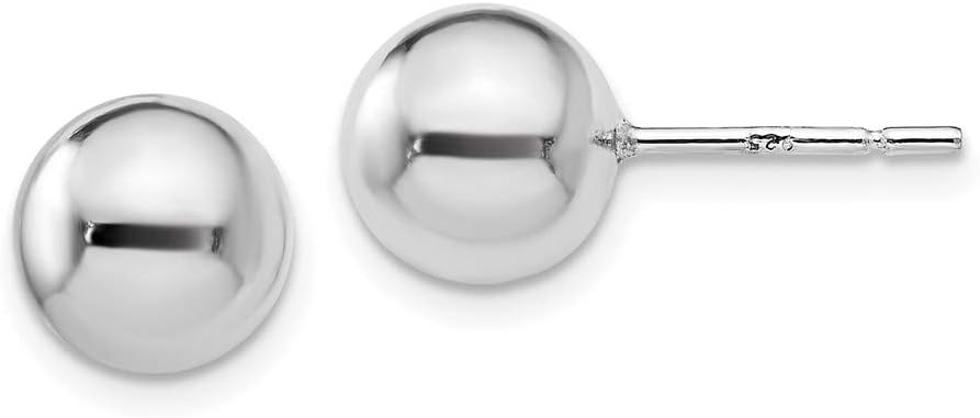Earrings White Sterling Silver Ball Women'S 8 mm Polished Post