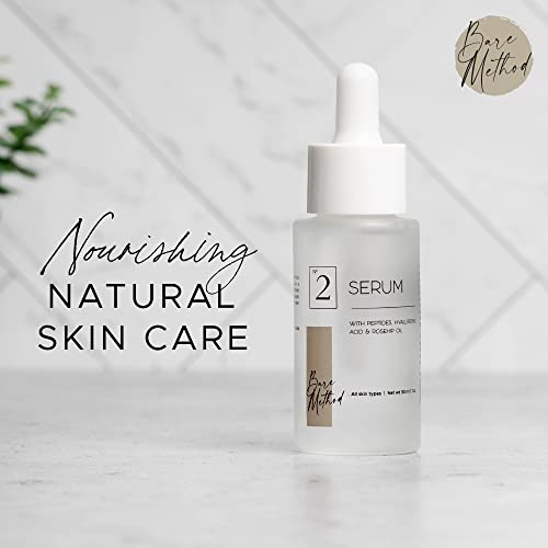 Bare Method - 02 Serum - Hydrating Anti-Aging - Natural Moisturizer - Exfoliates & Brightens Facial Skin - Smoothes & Hydrates With Peptides, Hyaluronic & Salicylic Acids, Antioxidants #TOP1