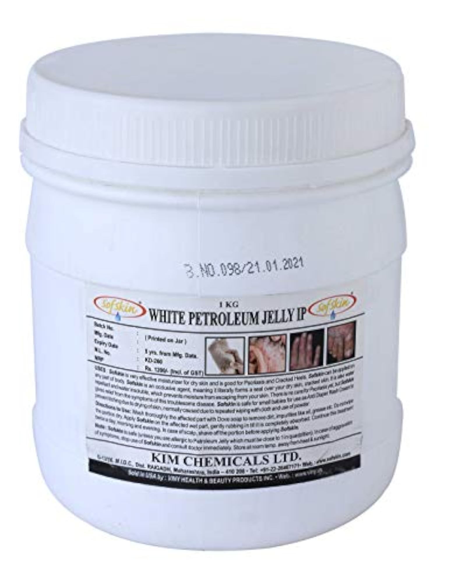 100% Pure White Petroleum Jelly IP 2kg for Skin Care