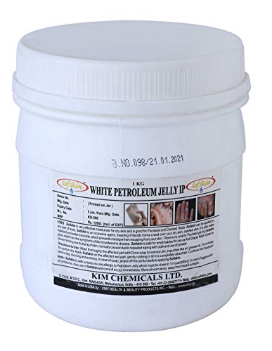 Image of (USA Brand) White Petroleum Jelly IP, 1 Kg (replaced with tamper proof New Pack) - 100% Pure & Safe, pH 5.5 No skin allergy (No Smell) Exp. 5 yrs. Good for Psoriasis, Cracked Heels, Diaper Rash, Face & Chapped Lips, small burns and bruises, dry skin. (See Our Video). (NOTE: Due to Iran-US war, price and availability may vary.)