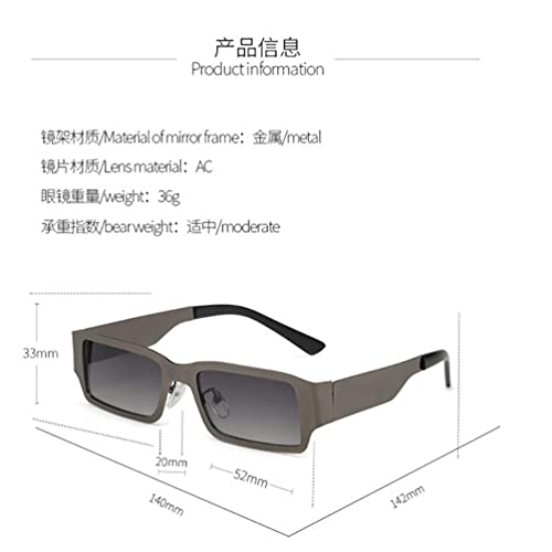 Square Small Frame Steel Leather Metal Sunglasses Personality Hip-hop Anti-UV Sunglasses (Gun Frame Gray Flakes)2
