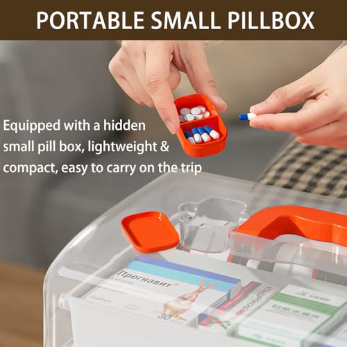 Image of Kaxich 13 inch 3 Layer Multipurpose Storage Box Craft Storage Boxes with Compartments, Plastic Tool Box Medicine Storage Box Sewing Box Hair Accessories Organiser Stationery Box with 2 Trays (Green)
