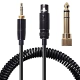 Hizsoaor K240 Replacement Coiled Audio Cable Cord for AKG K240 K240S K240 MKII - Q701 K702 K712 K141 K171 K181 K271 K271S K371 K241 K175 K275 K712 PRO K553 MKII M220 Headphone, Black, 3.5mm