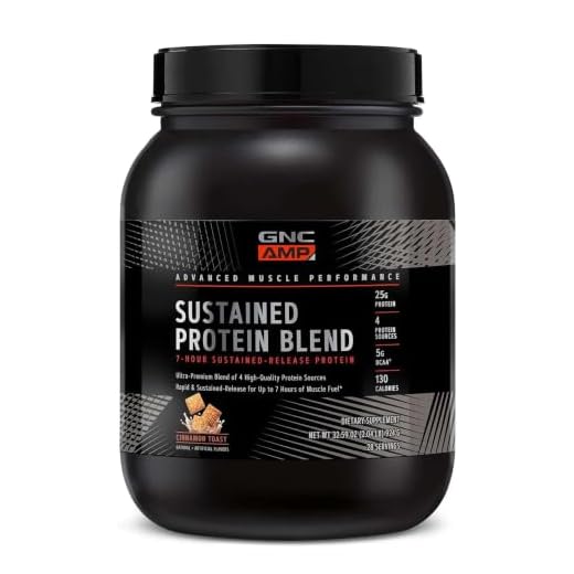 GNC AMP Sustained Protein Blend| Targeted Muscle Building and Exercise Formula | 4 Protein Sources with Rapid & Sustained Release | Gluten Free |28 Servings | Cinnamon Toast