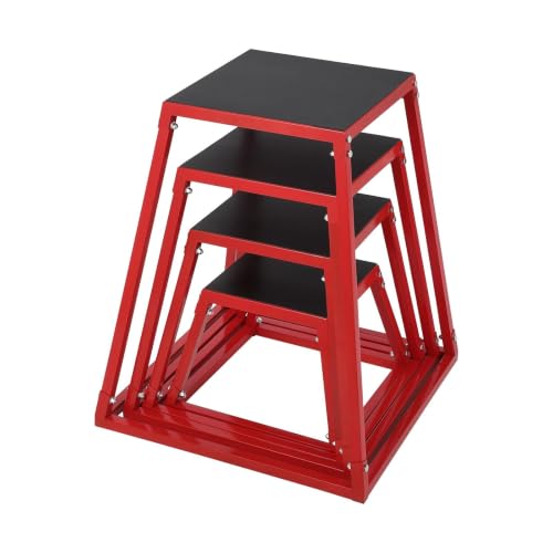Flarhetoric steel plyo box with square top and wide trapezoidal base — shows the four-height range up to 30 inches