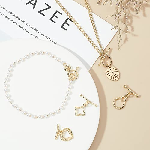 Benecreat 16 Sets 8 Styles 16K Gold Plated Brass Toggle Clasps Toggle Clasps Connectors For Necklace Bracelet Jewelry Making #TOP5