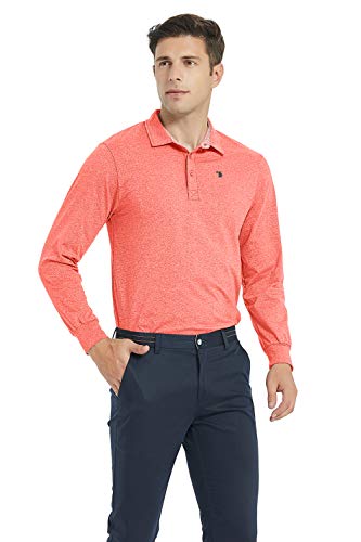Mofiz Men's Polo Shirts Long Sleeve Golf Shrit Performance Shirts Red Size M #TOP5