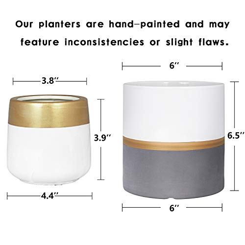 image for TIMEYARD Ceramic Planter Pots Indoor with Drainage Hole, Set of 2 Smal