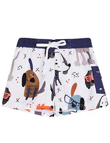 Nonwe Big Boy's Swim Trunks Breathable With Pocket Lightweight Summer Water Sports Shorts Dogs Pattern White 2T #TOP13
