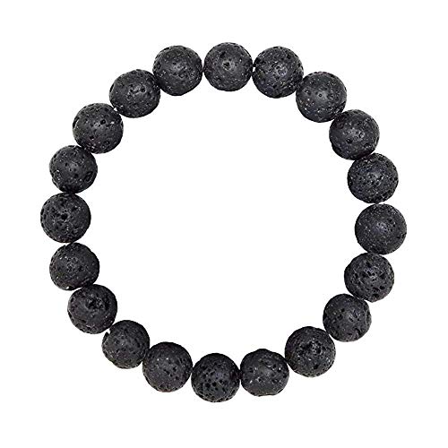 FORZIANI 8mm Natural Lava Stone Beads Stretch Bracelet - Truth and Strength - High Quality Black Lava Rock Stone Beaded Men Women Unisex Bracelet - Adjustable Size - Made in USA
