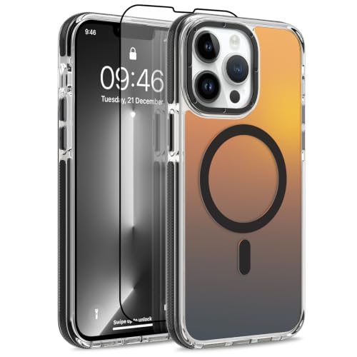 Image of Magnetic Case for iPhone 13 Pro Max [Compatible with Magsafe] [Cute Fashion Fluorescent Design] [1 Screen Protector] Slim Translucent Matte Case for iPhone 13 Pro Max 6.7 inch 2021, Black